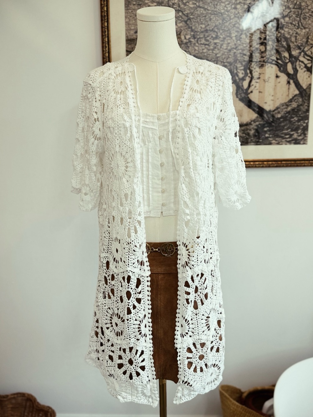 ✨ FREE PEOPLE vintage crochet cardigan